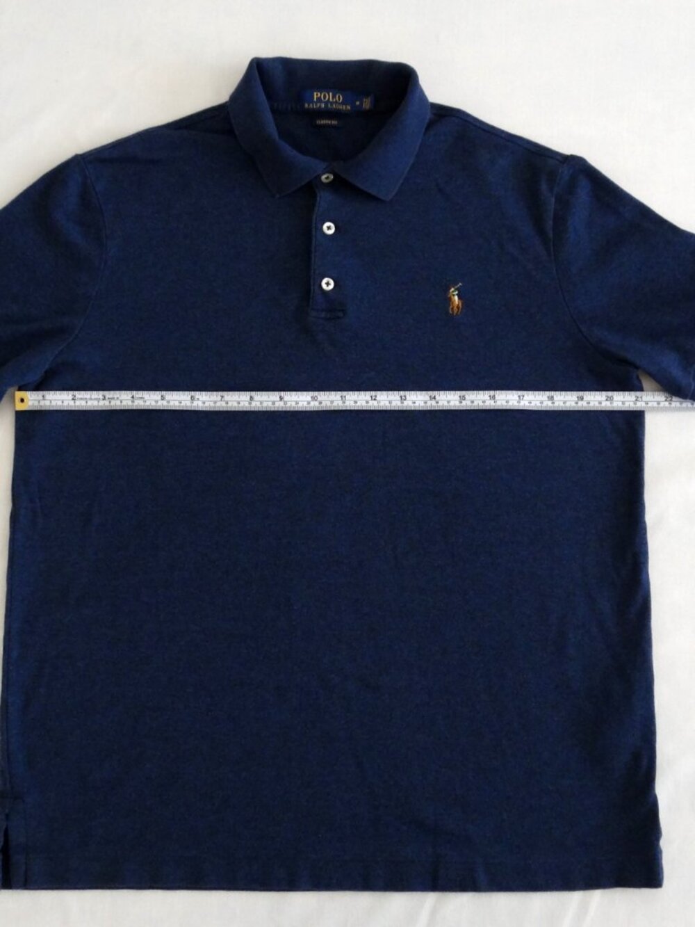 POLO RALPH LAUREN Men's M Classic Fit Short Sleeve Polo Shirt Navy Heather Soft - Picture 4 of 7